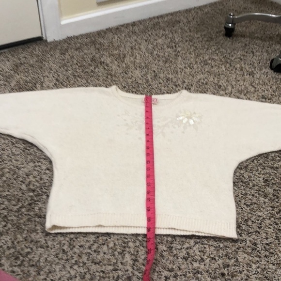 Vintage Pronto Moda Sweater Size Small Cream Sequin Beaded Dolman Sleeve - Picture 11 of 12